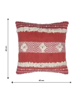 Candy Red tufted cotton cushion covers | Set of 5 - Image 3