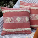 Candy Red tufted cotton cushion covers | Set of 5