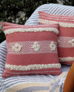Candy Red tufted cotton cushion covers | Set of 5
