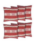 Candy Red tufted cotton cushion covers | Set of 5 - Image 9