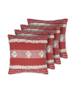Candy Red tufted cotton cushion covers | Set of 5 - Image 10