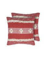 Candy Red tufted cotton cushion covers | Set of 5 - Image 11
